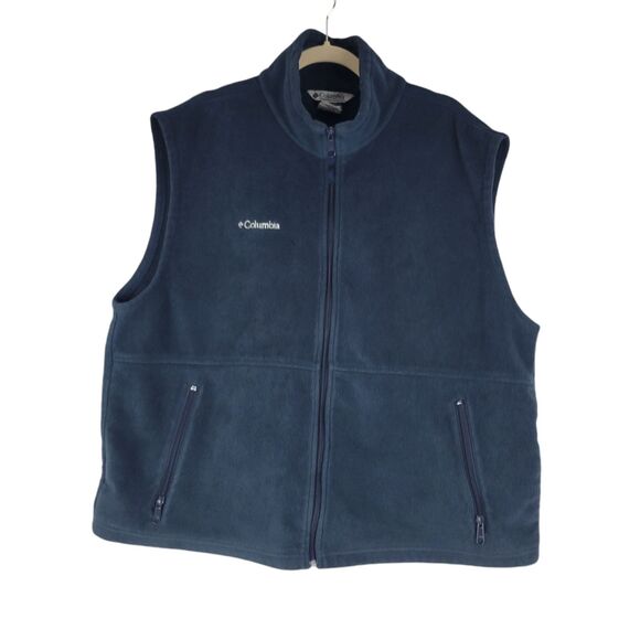 Columbia Mens size XL Fleece Vest Full Zip Blue Sleeveless Jacket Outdoor Hiking - Picture 1 of 8